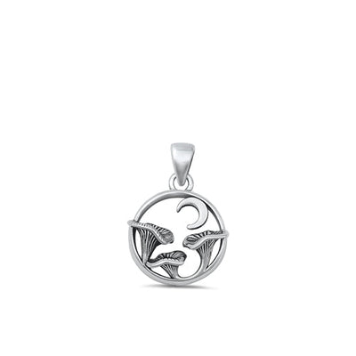 Sterling Silver Oxidized Mushrooms Pendant