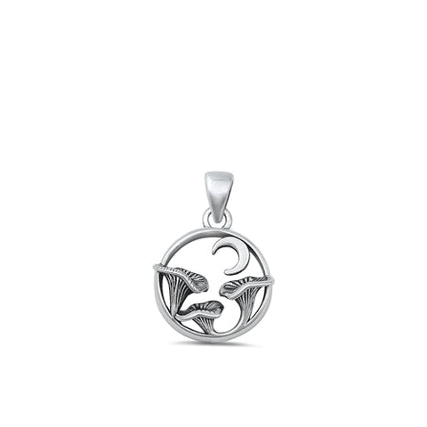Sterling Silver Oxidized Mushrooms Pendant