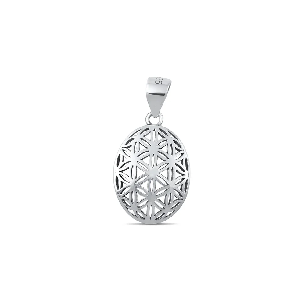 Sterling Silver Oxidized And Polished Geometric Pendant