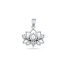 Load image into Gallery viewer, Sterling Silver Oxidized And Polished Lotus Pendant