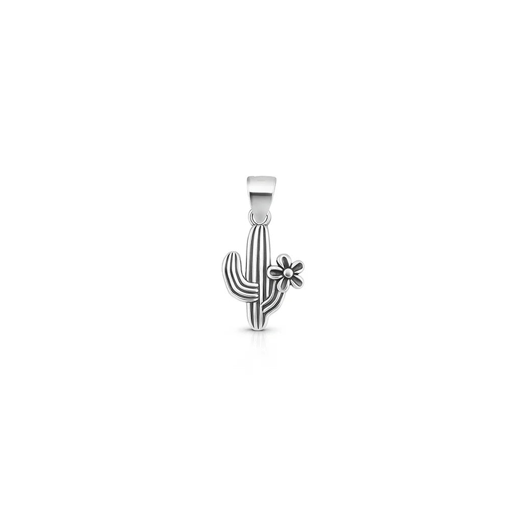 Sterling Silver Oxidized And High Polished 11.6mm Cactus Pendant