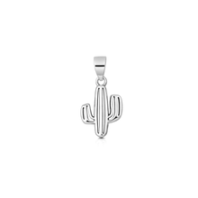 Load image into Gallery viewer, Sterling Silver Oxidized And Polished 12.5mm Cactus Pendant