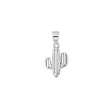 Sterling Silver Oxidized And Polished 12.5mm Cactus Pendant