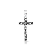 Load image into Gallery viewer, Sterling Silver Oxidized And Polished Crucifix Pendant