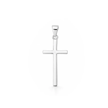 Load image into Gallery viewer, Sterling Silver Oxidized And Polished Plain Cross Pendant