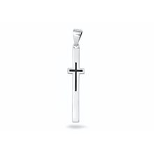 Load image into Gallery viewer, Sterling Silver Oxidized And Polished Long Cross Pendant