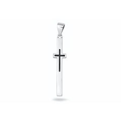 Sterling Silver Oxidized And Polished Long Cross Pendant
