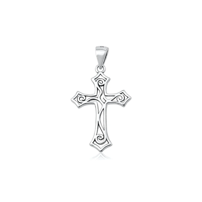 Sterling Silver Oxidized And Polished 24mm Celtic Cross Pendant