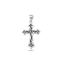 Load image into Gallery viewer, Sterling Silver Oxidized And High Polished 24mm Cross Pendant