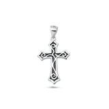 Sterling Silver Oxidized And High Polished 24mm Cross Pendant
