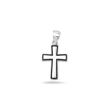 Load image into Gallery viewer, Sterling Silver Oxidized And Polished 18mm Black Line Cross Pendant