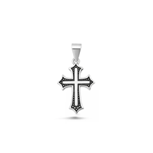 Load image into Gallery viewer, Sterling Silver Oxidized And Polished 18mm Cross Pendant