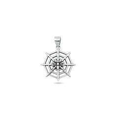 Sterling Silver Oxidized And Polished Spiderweb Pendant