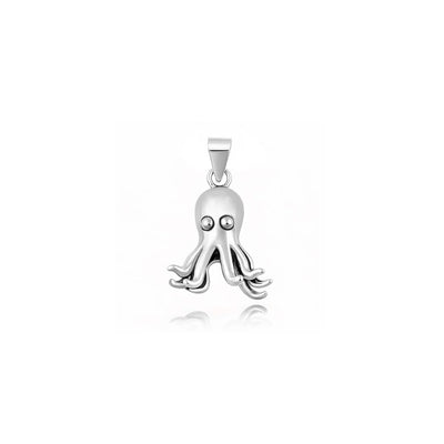 Sterling Silver Oxidized And High Polished Octopus Pendant