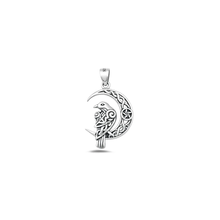 Load image into Gallery viewer, Sterling Silver Oxidized And Polished Celtic Bird And Moon Pendant