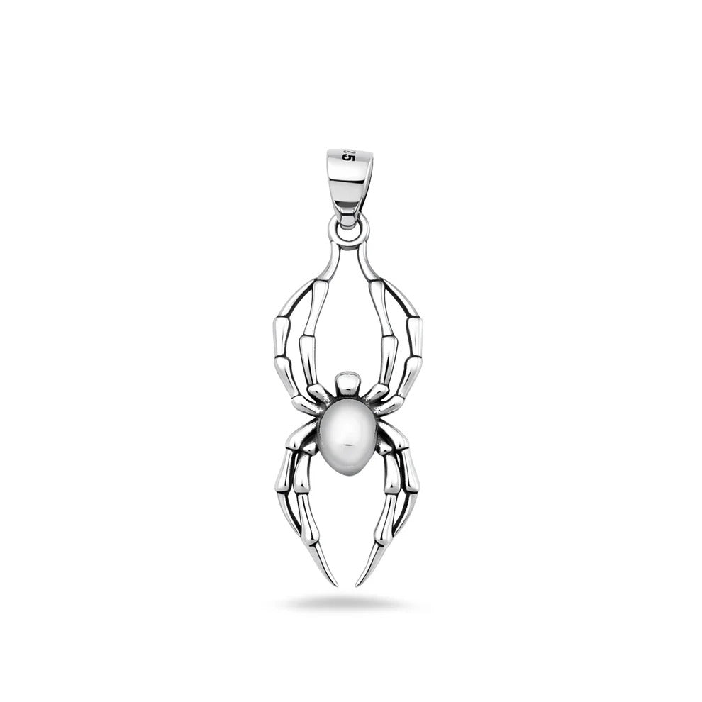 Sterling Silver Oxidized And High Polished Spider Pendant