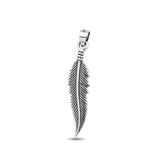 Sterling Silver Oxidized And Polished 34mm Feather Pendant