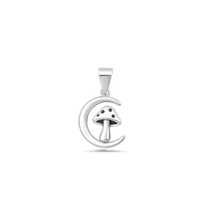Load image into Gallery viewer, Sterling Silver Oxidized And Polished Moon And Mushroom Pendant
