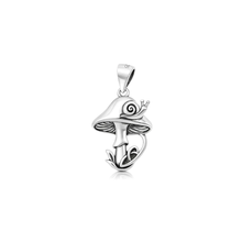 Load image into Gallery viewer, Sterling Silver Oxidized And Polished Mushroom And Snail Pendant