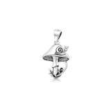 Sterling Silver Oxidized And Polished Mushroom And Snail Pendant