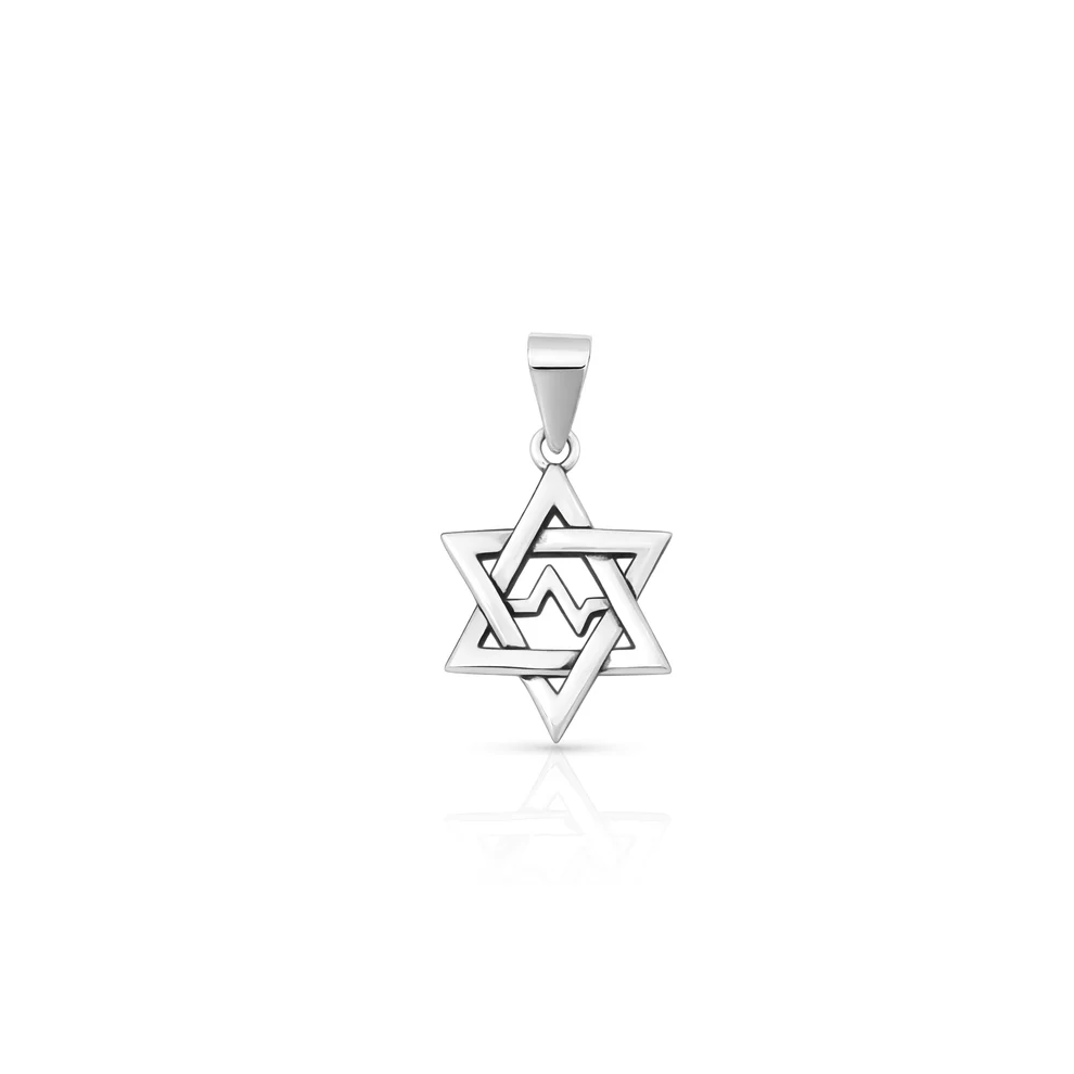 Sterling Silver Oxidized And Polished Star Of David Pendant