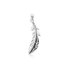 Load image into Gallery viewer, Sterling Silver Oxidized And High Polished Feather Pendant