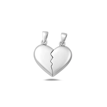 Load image into Gallery viewer, Sterling Silver Oxidized And Polished Broken Heart Pendant
