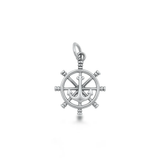 Sterling Silver Oxidized Helm And Anchor Pendant
