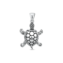 Load image into Gallery viewer, Sterling Silver Oxidized 20.5mm Turtle Pendant