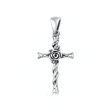 Sterling Silver Oxidized Rose And Cross Pendant