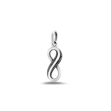 Load image into Gallery viewer, Sterling Silver Oxidized Infinity Feather Pendant