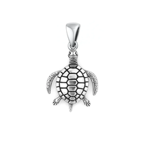Load image into Gallery viewer, Sterling Silver Oxidized And High Polished Turtle Pendant