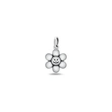 Load image into Gallery viewer, Sterling Silver Oxidized And High Polished Happy Face Flower Pendant