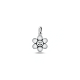 Sterling Silver Oxidized And High Polished Happy Face Flower Pendant