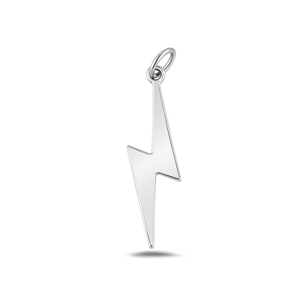 Sterling Silver Oxidized And Polished Lightning Bolt Pendant