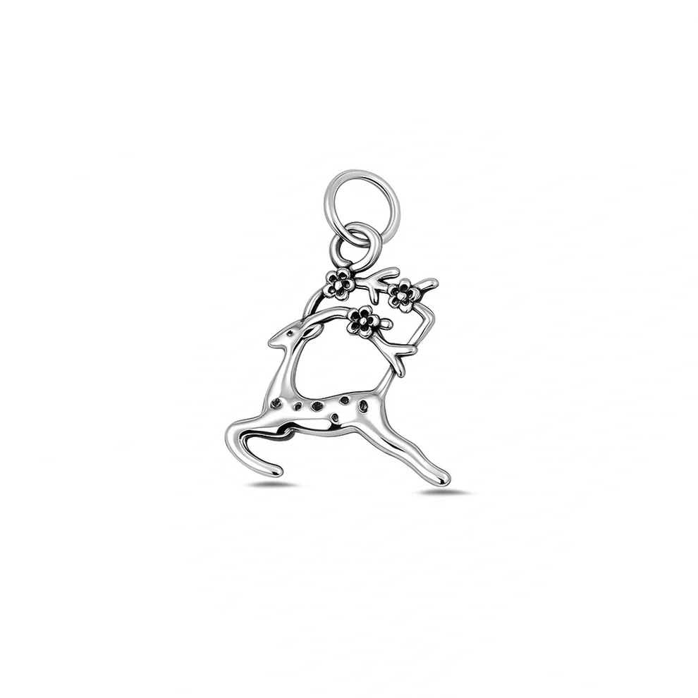 Sterling Silver Oxidized Deer Pendant