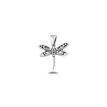 Load image into Gallery viewer, Sterling Silver Oxidized 13mm Dragonfly Pendant