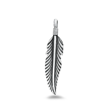 Load image into Gallery viewer, Sterling Silver Oxidized And High Polished Feather Pendant