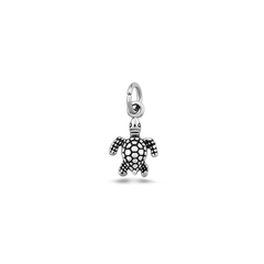 Sterling Silver Oxidized And High Polished 10mm Turtle Pendant