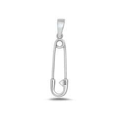 Sterling Silver Oxidized And High Polished Safety Pin Pendant