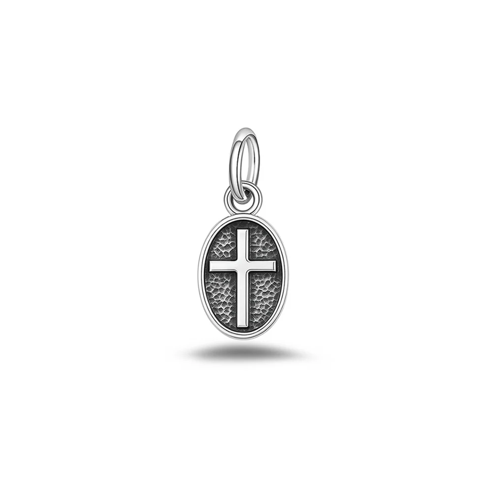Sterling Silver Oxidized And High Polished 12.4mm Cross Pendant