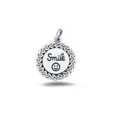 Sterling Silver Oxidized And High Polished 16.7mm Smile Happy Face Pendant