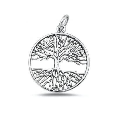 Sterling Silver Oxidized And High Polished Tree Of Life Pendant