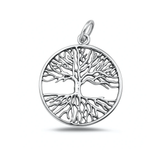 Sterling Silver Oxidized And High Polished Tree Of Life Pendant