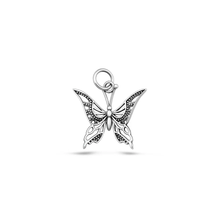 Load image into Gallery viewer, Sterling Silver High Polished And Oxidized Butterfly Pendant