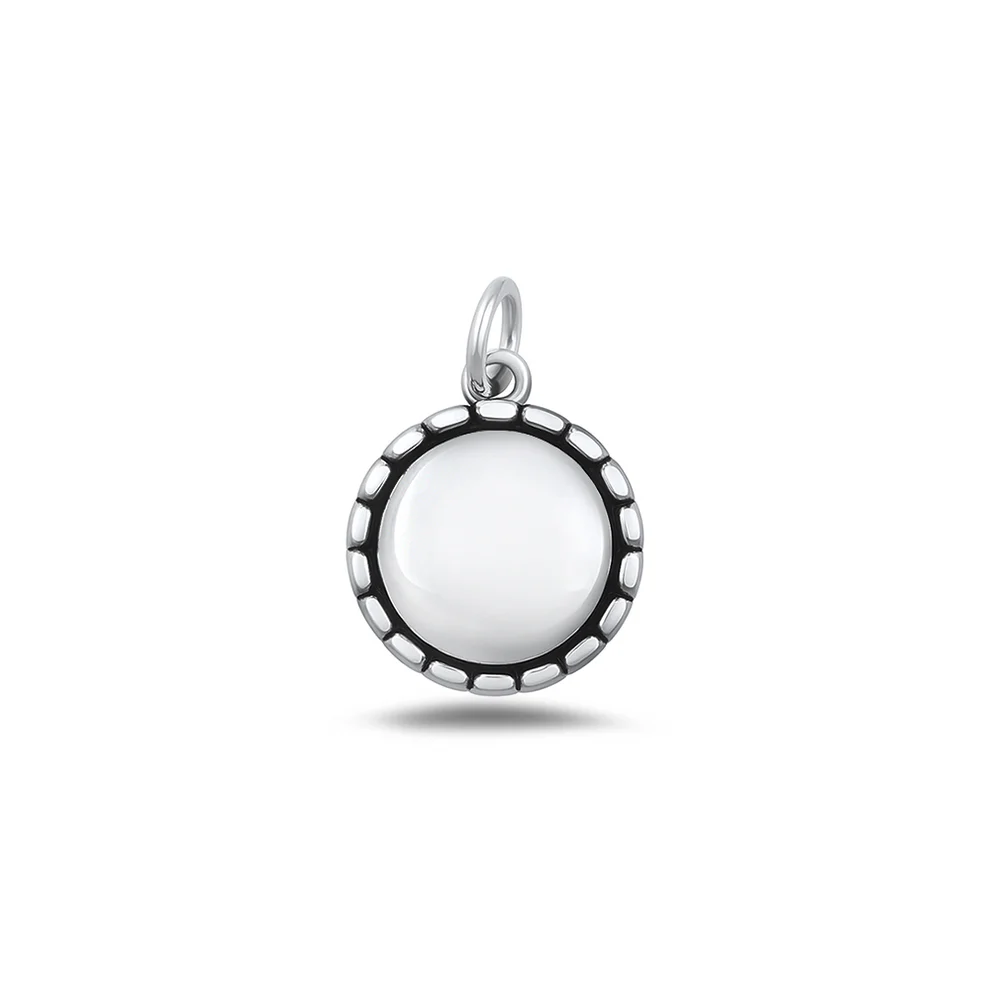 Sterling Silver Oxidized And High Polished Round Pendant