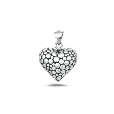 Sterling Silver Oxidized And High Polished Heart Pendant