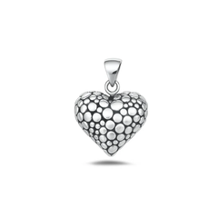 Sterling Silver Oxidized And High Polished Heart Pendant