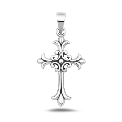 Sterling Silver Oxidized And High Polished Cross Pendant
