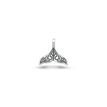 Load image into Gallery viewer, Sterling Silver High Polished And Oxidized Tribal Whale Tail Pendant